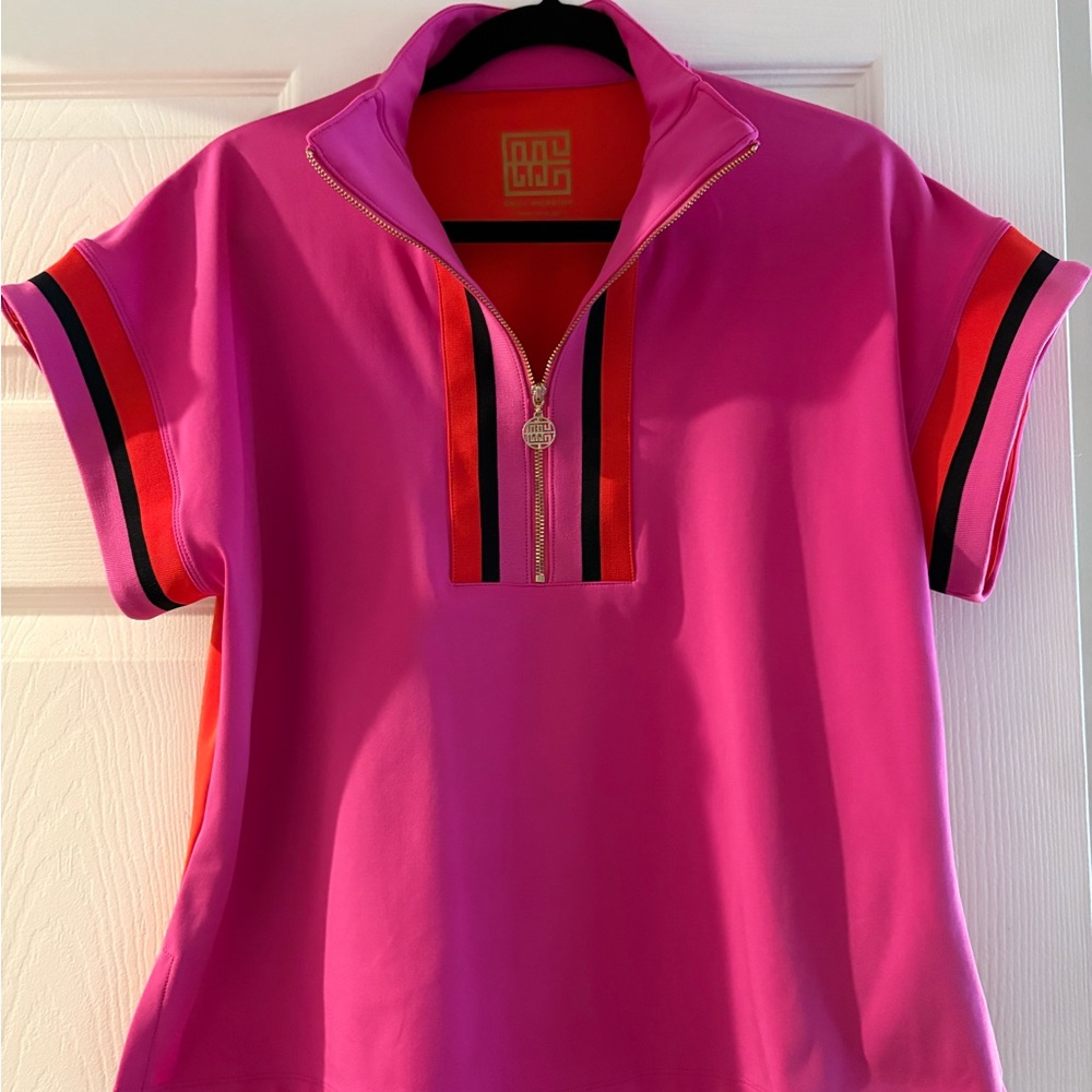 Emily McCarthy poppy pullover, size s, pink front, red back